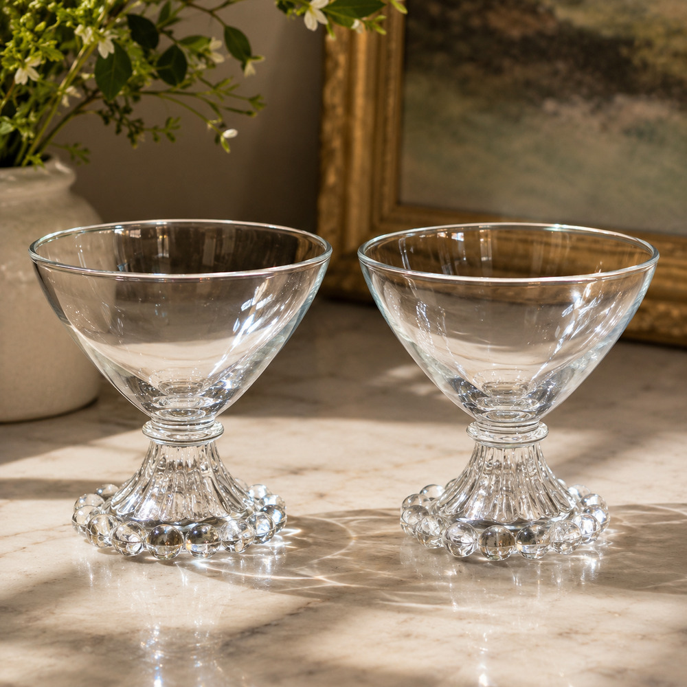 Pair of Mid-Century Anchor Hocking Berwick Boopie Coupe Glasses